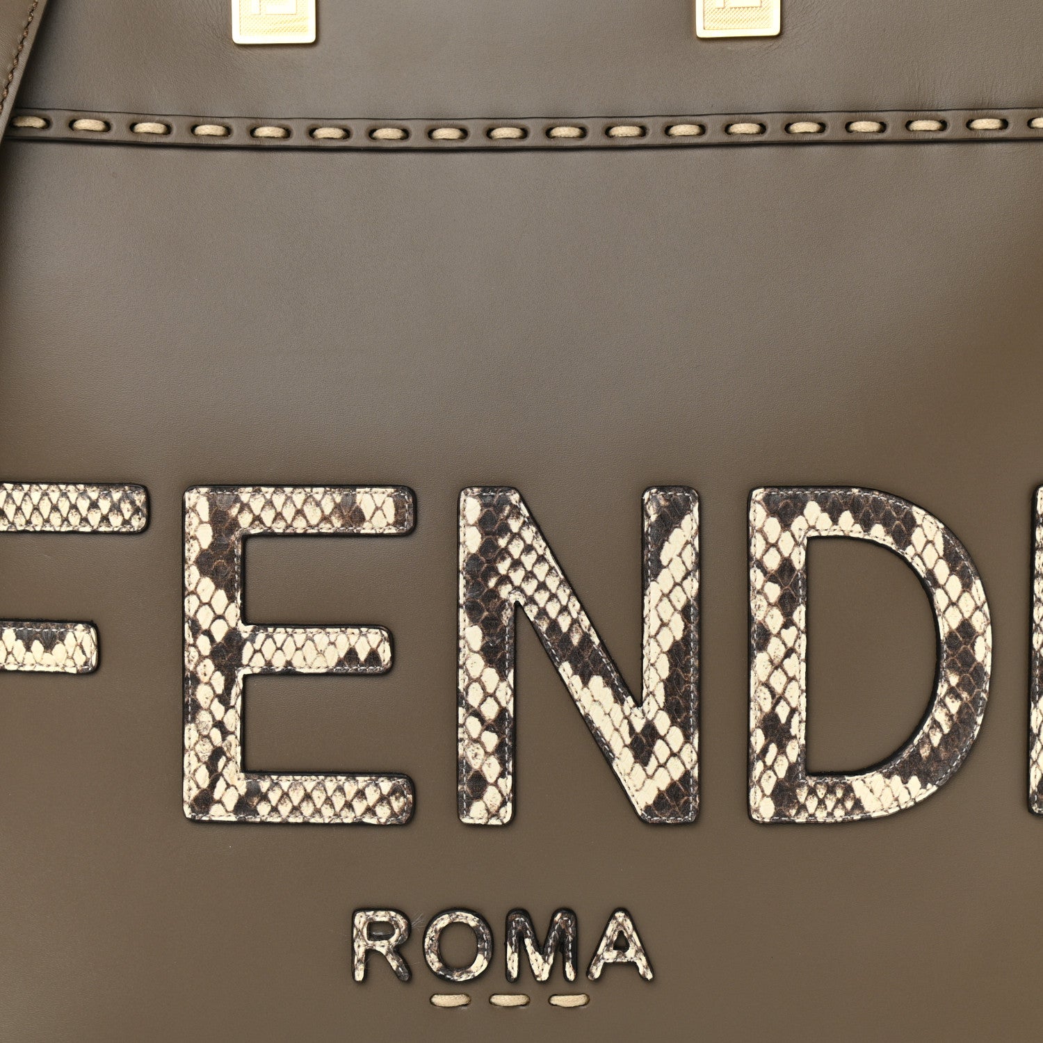 Fendi Vitello King Plexiglass Elaphe Python Print Logo Medium Fendi Sunshine Shopper Tote Tartufo Daisy Roccia 8 of 10