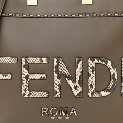 Fendi Vitello King Plexiglass Elaphe Python Print Logo Medium Fendi Sunshine Shopper Tote Tartufo Daisy Roccia 8 of 10