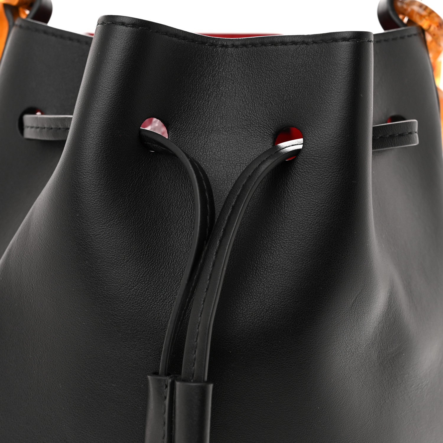 Mansur Gavriel Calfskin Twist Drawstring Bucket Bag Black Flamma 7 of 9