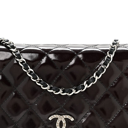 Chanel Patent Quilted Brilliant Wallet On Chain WOC Bordeaux Clair 9 of 11