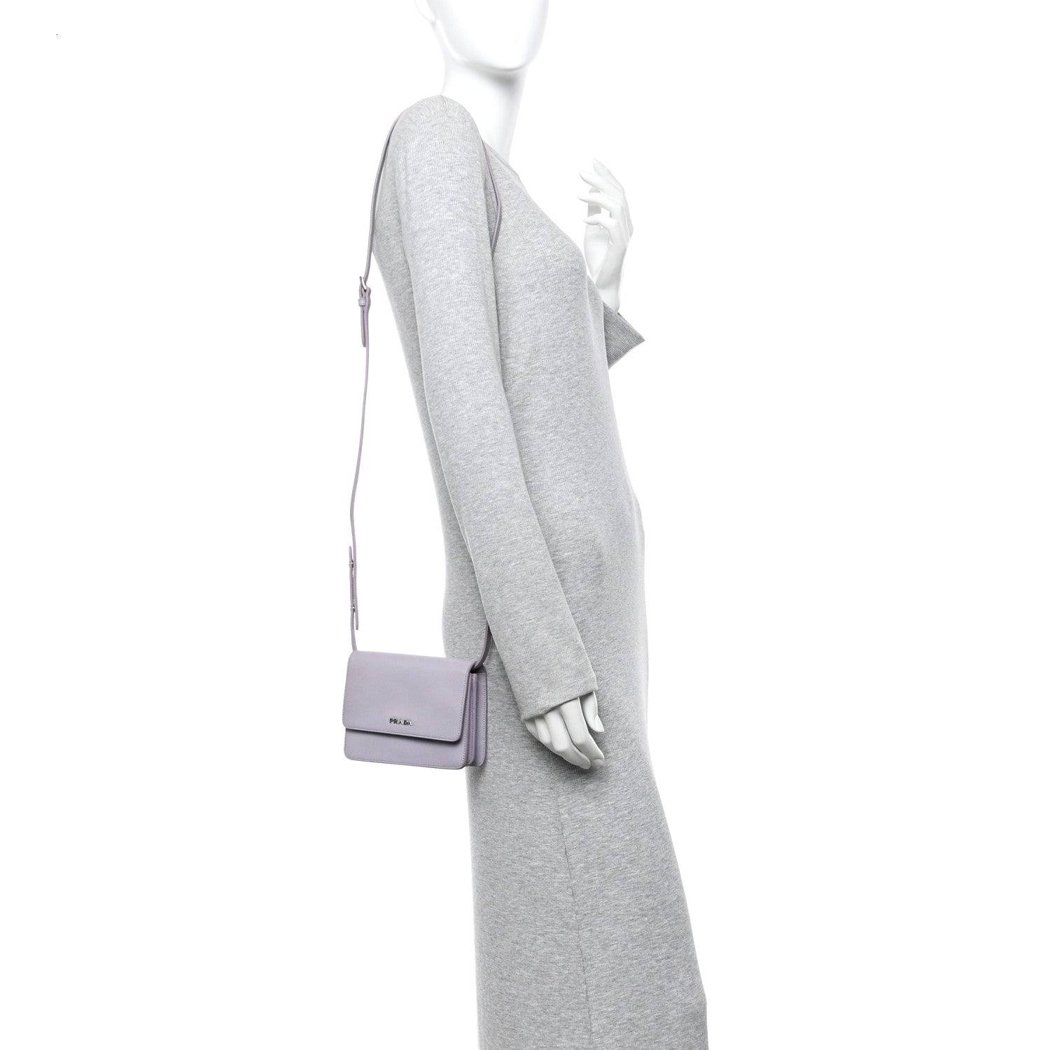 Prada Saffiano Lux Crossbody Bag Glicine 2 of 14