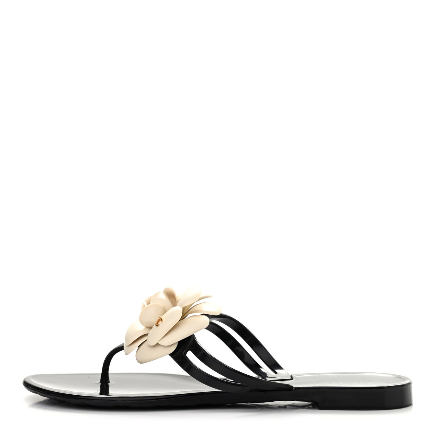 Jelly Camellia Thong Sandals 38 Black Ivory