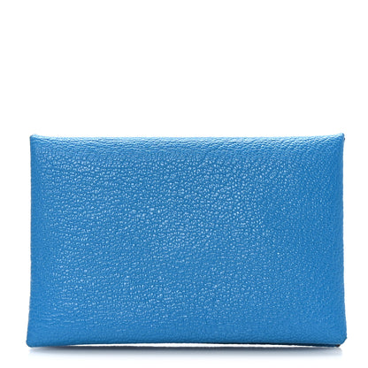 Hermes Chevre Mysore Verso Calvi Card Case Bleu Frida Cuivre 1 of 9