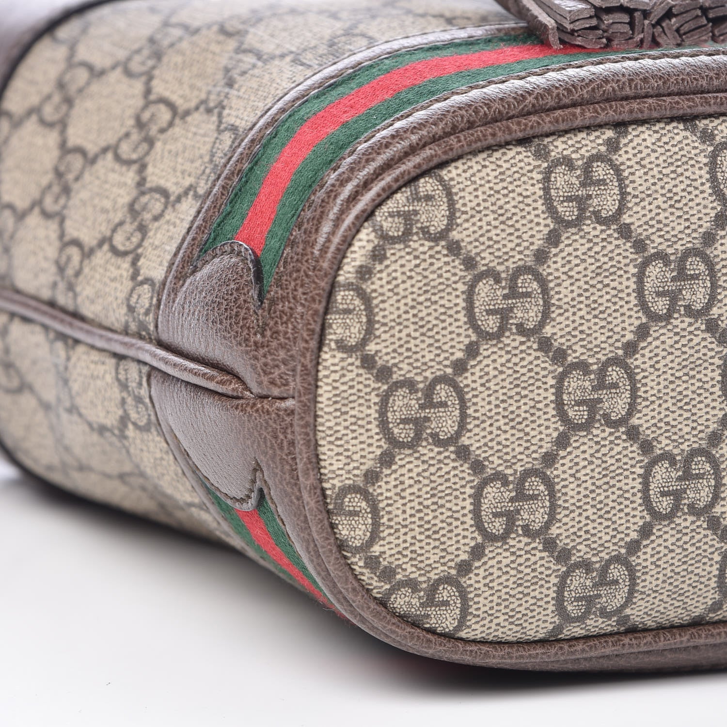 Gucci GG Supreme Monogram Web Mini Ophidia Bucket Bag Brown 5 of 9
