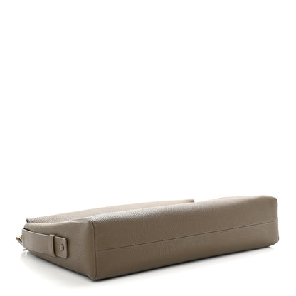 Chanel Grained Calfskin Large Zippered Pouch Dark Khaki 4 of 9