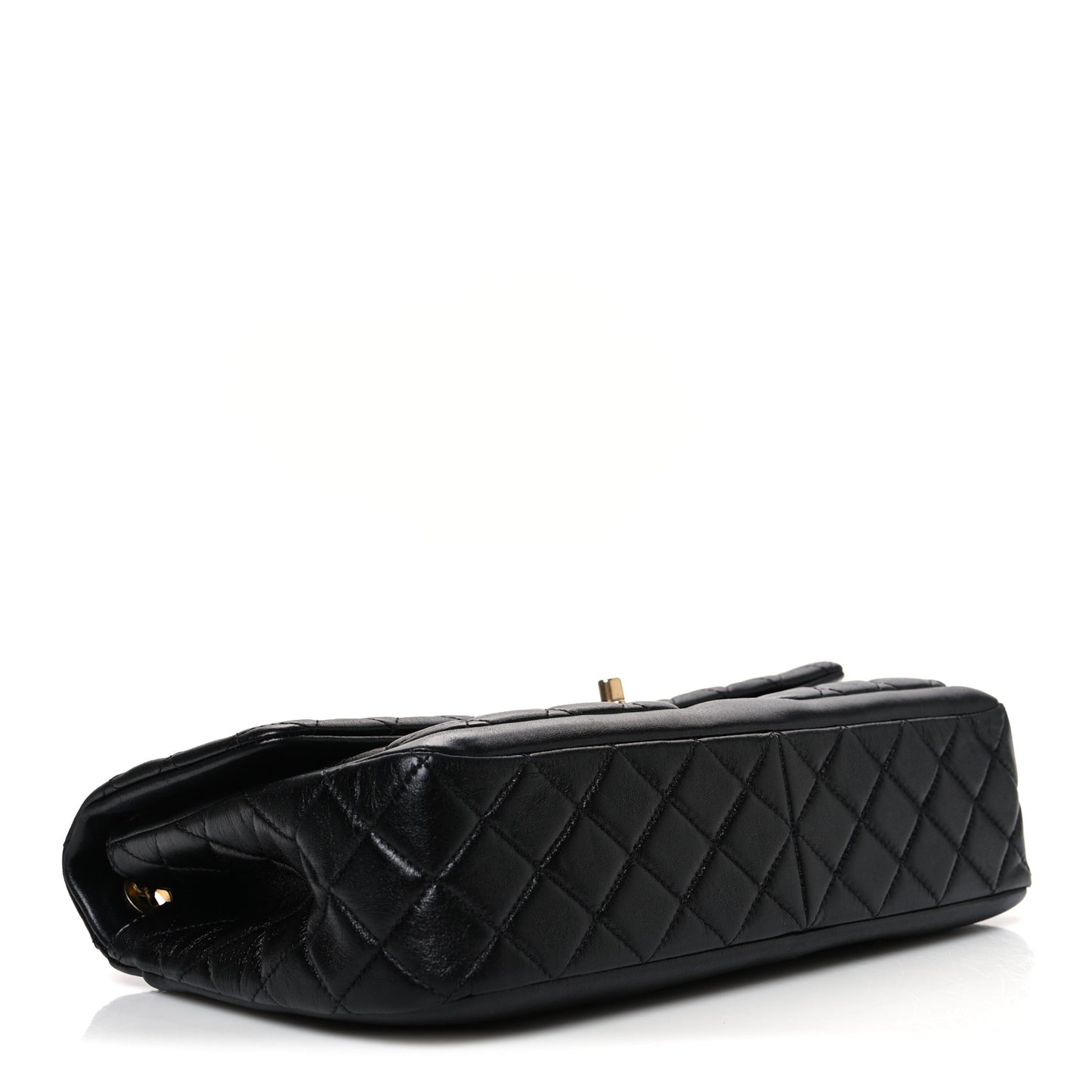 Shiny Lambskin Quilted Daily Friend Flap Black