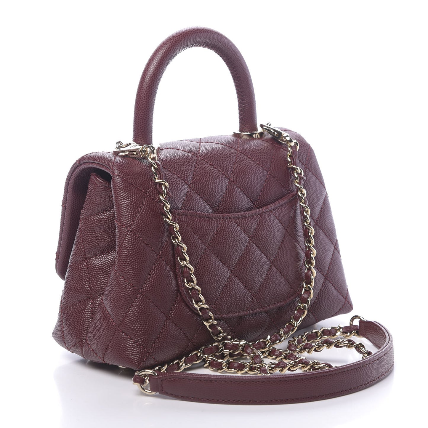 Caviar Quilted Extra Mini Coco Handle Flap Burgundy