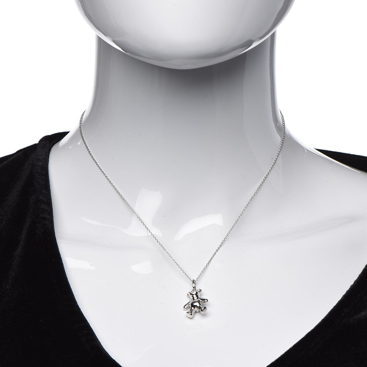 Sterling Silver Teddy Bear Charm Pendant Necklace