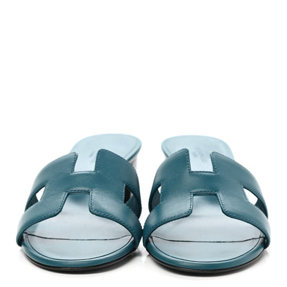 Hermes Calfskin Oasis Sandals 36 Bleu Velvet 2 of 9