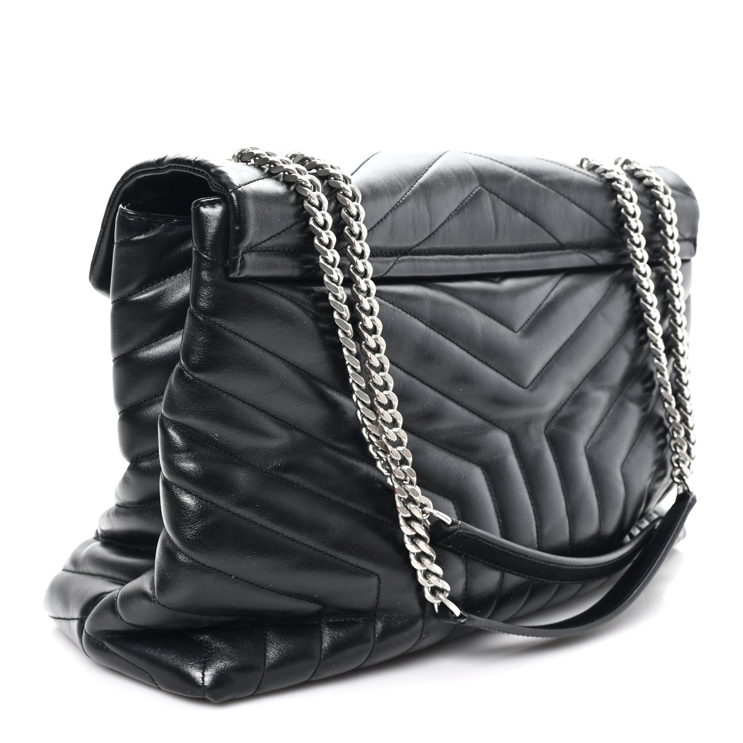Saint Laurent Calfskin Y Quilted Monogram Large Loulou Chain Satchel Black 3 of 12