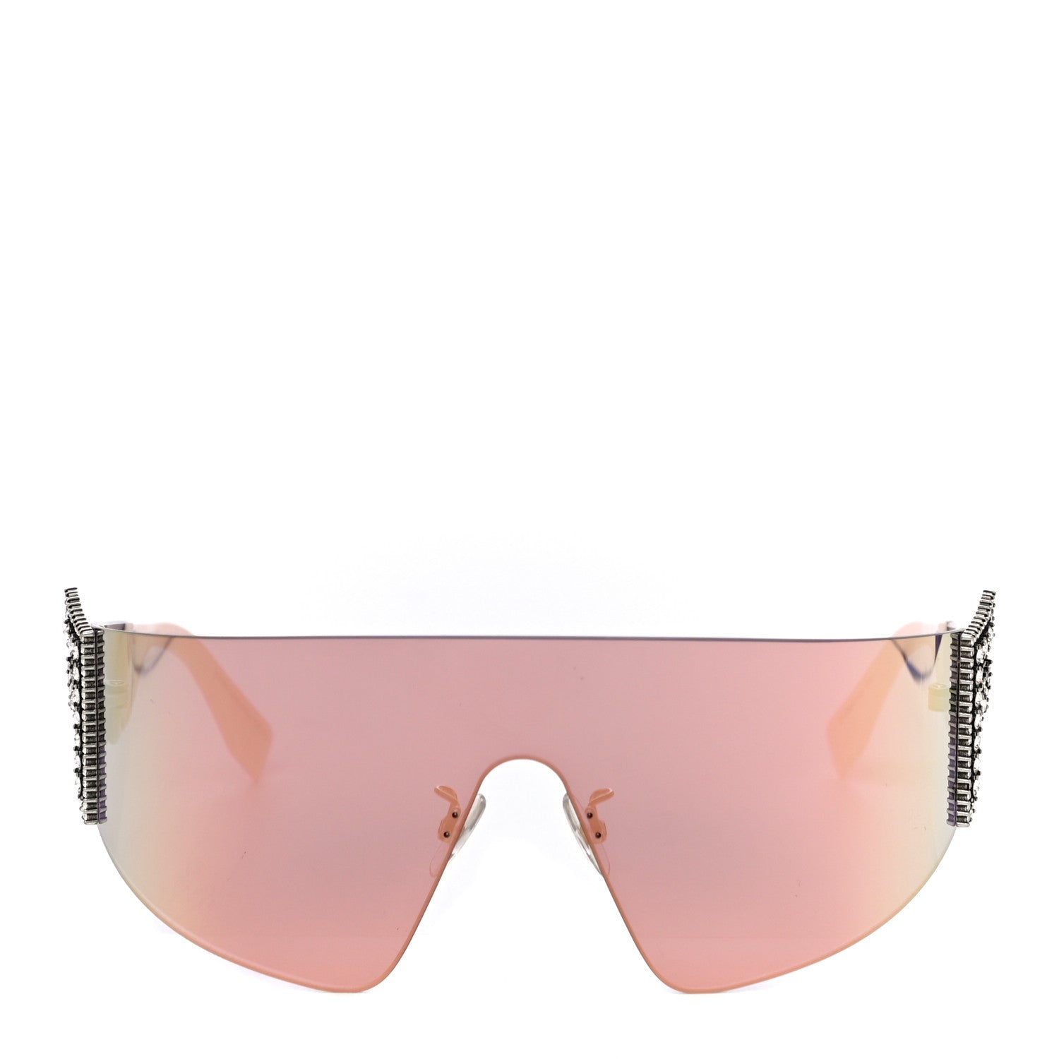 Fendi Mirrored Crystal Embellished FFreedom Shield Sunglasses FF 0382/S Pink 4 of 7