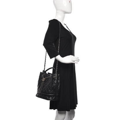 Chanel Caviar Quilted Large Rolled Up Bucket Drawstring Bag Black 3 of 13