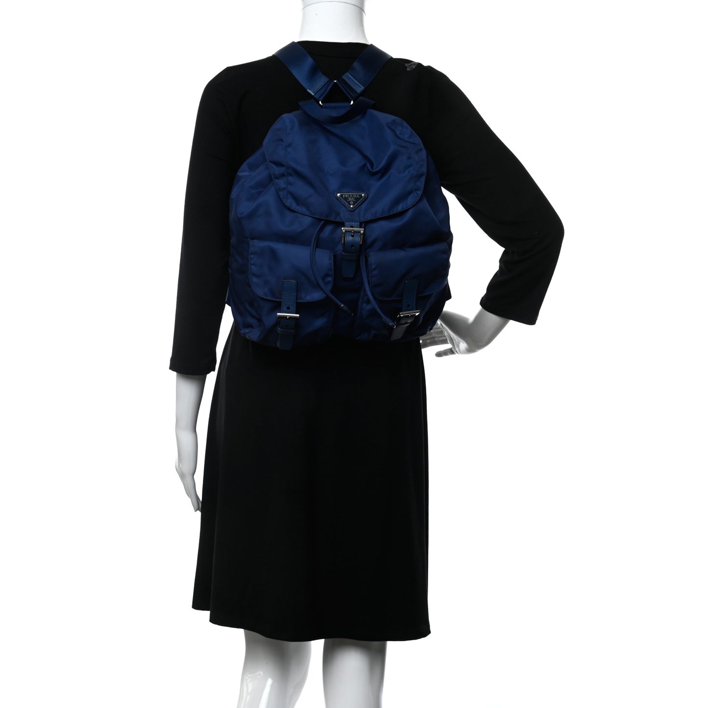 Nylon Vela Saffiano Medium Backpack Royal