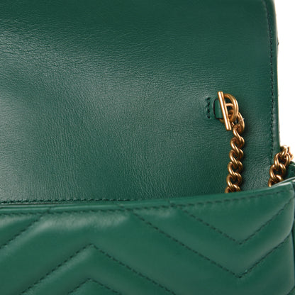 Gucci Calfskin Matelasse Super Mini GG Marmont Shoulder Bag Emerald Green 10 of 11