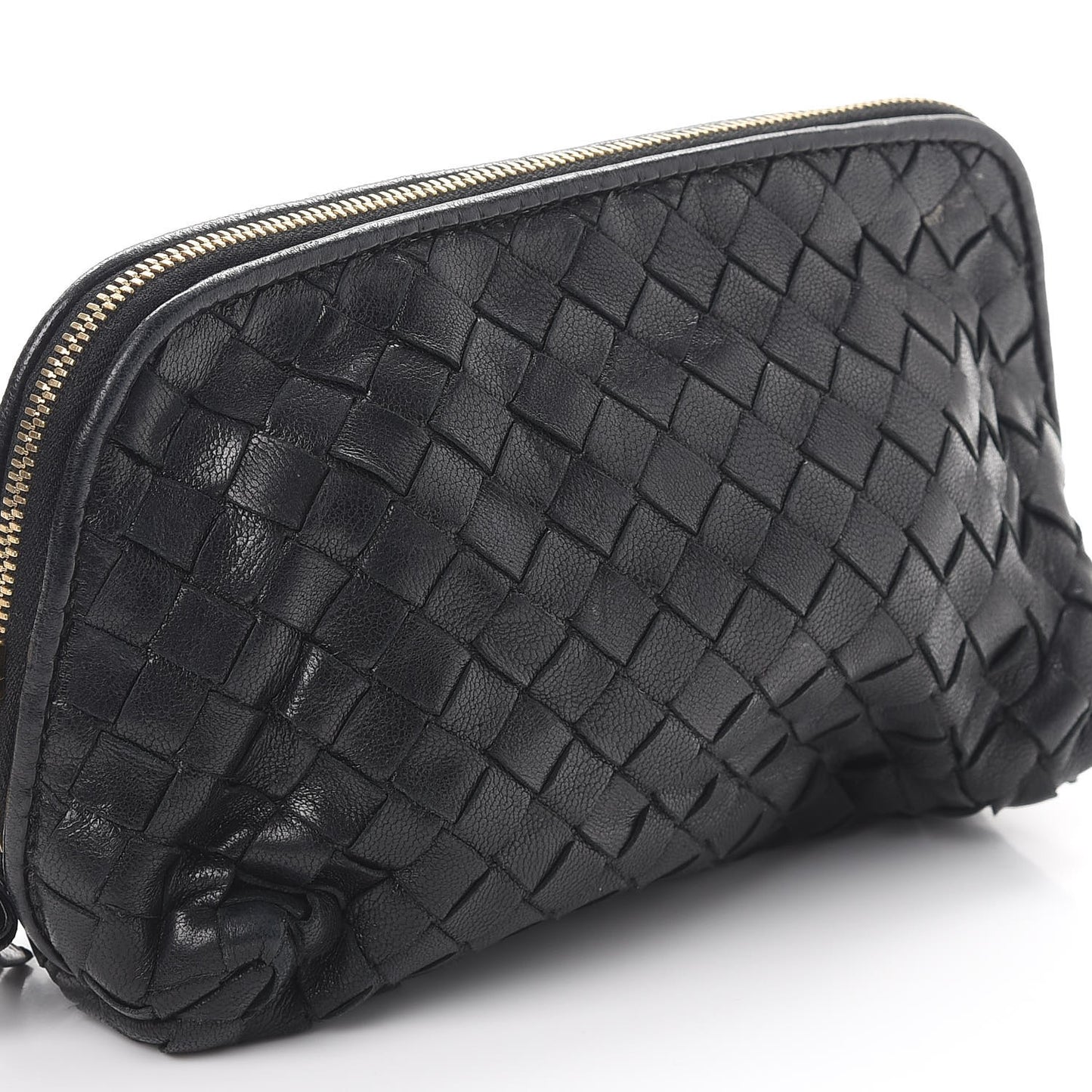 Nappa Intrecciato Medium Cosmetic Pouch Bag Black