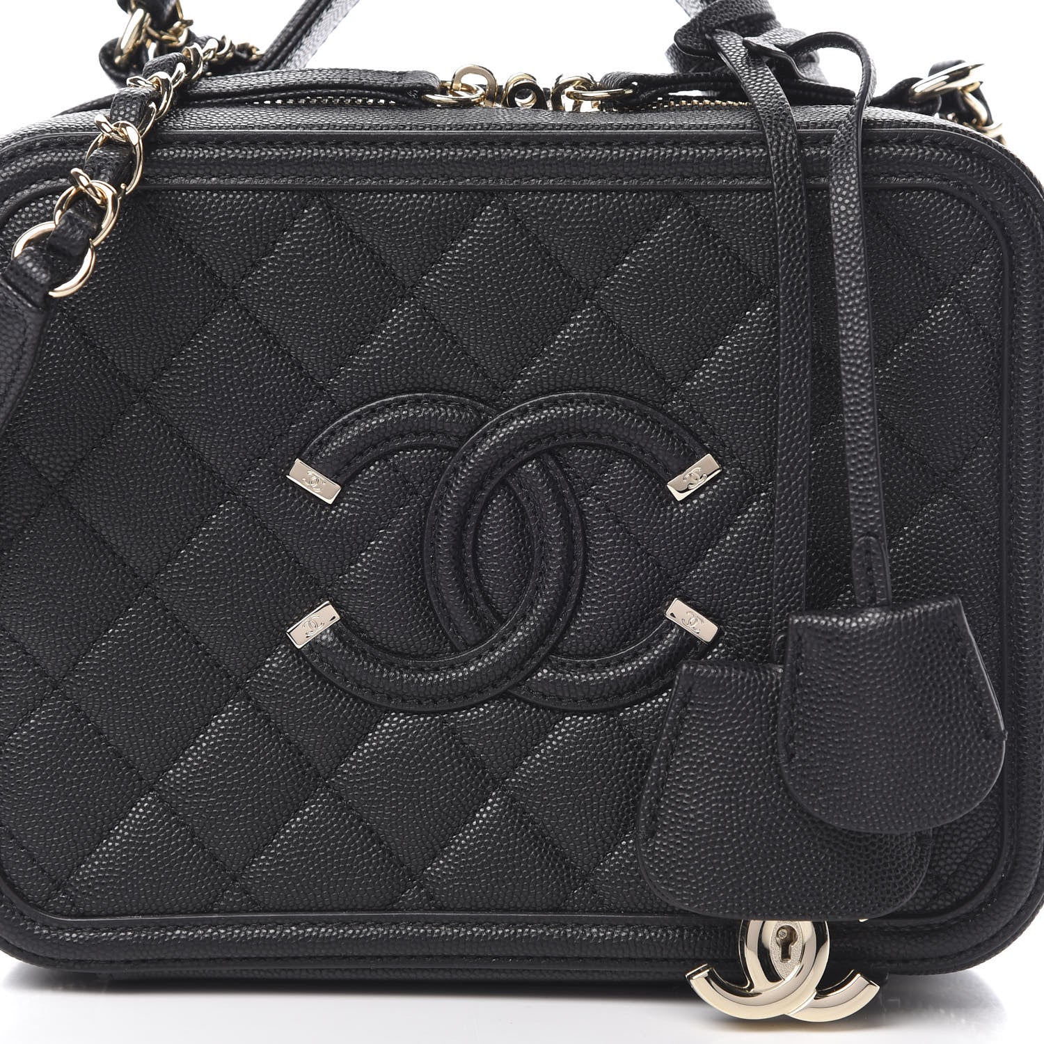 Chanel Caviar Quilted Large CC Filigree Vanity Case Black 8 of 12