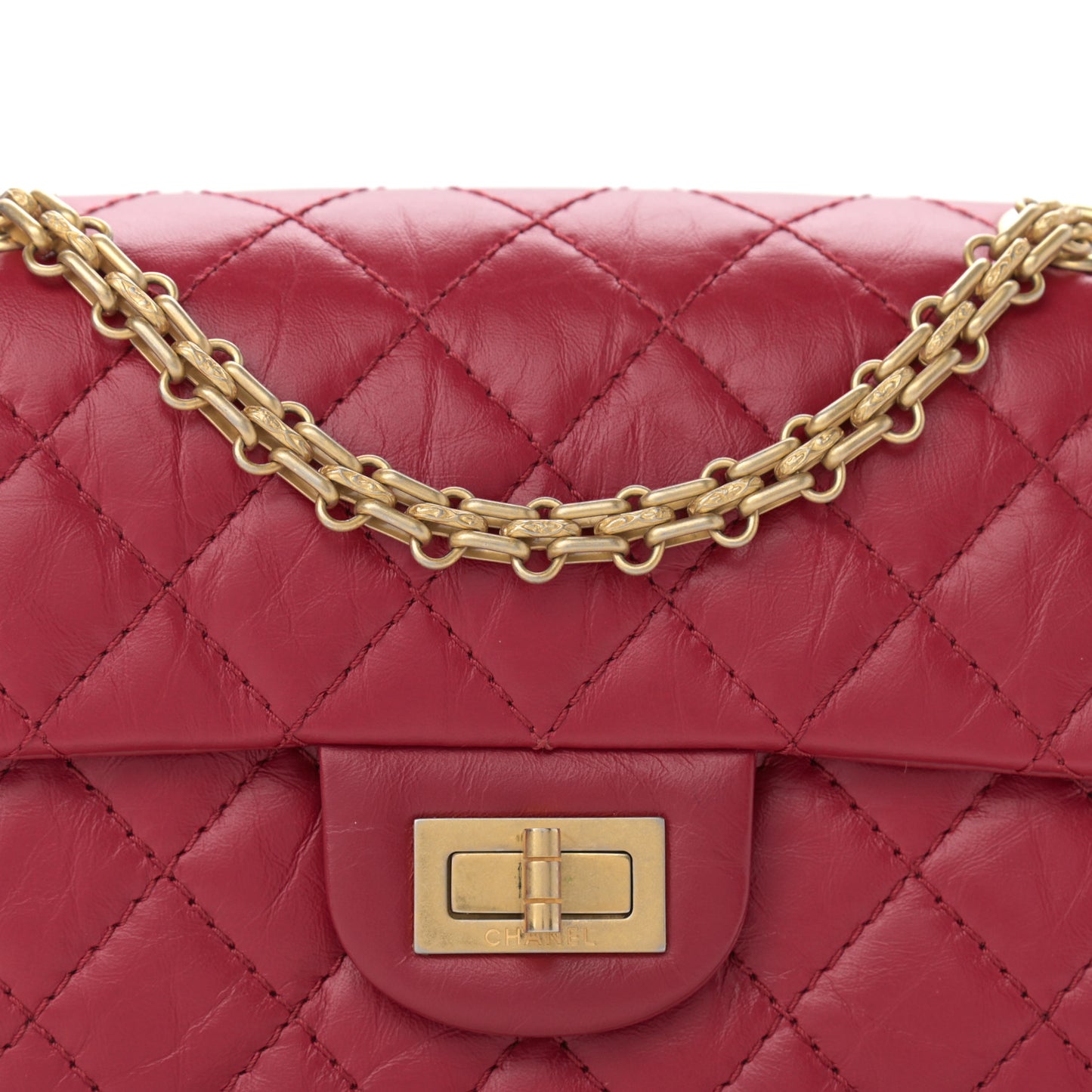 Aged Calfskin Quilted 2.55 Reissue Mini Flap Red