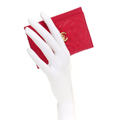 Chanel Caviar Camellia Embossed Card Holder Fuchsia 2 of 9