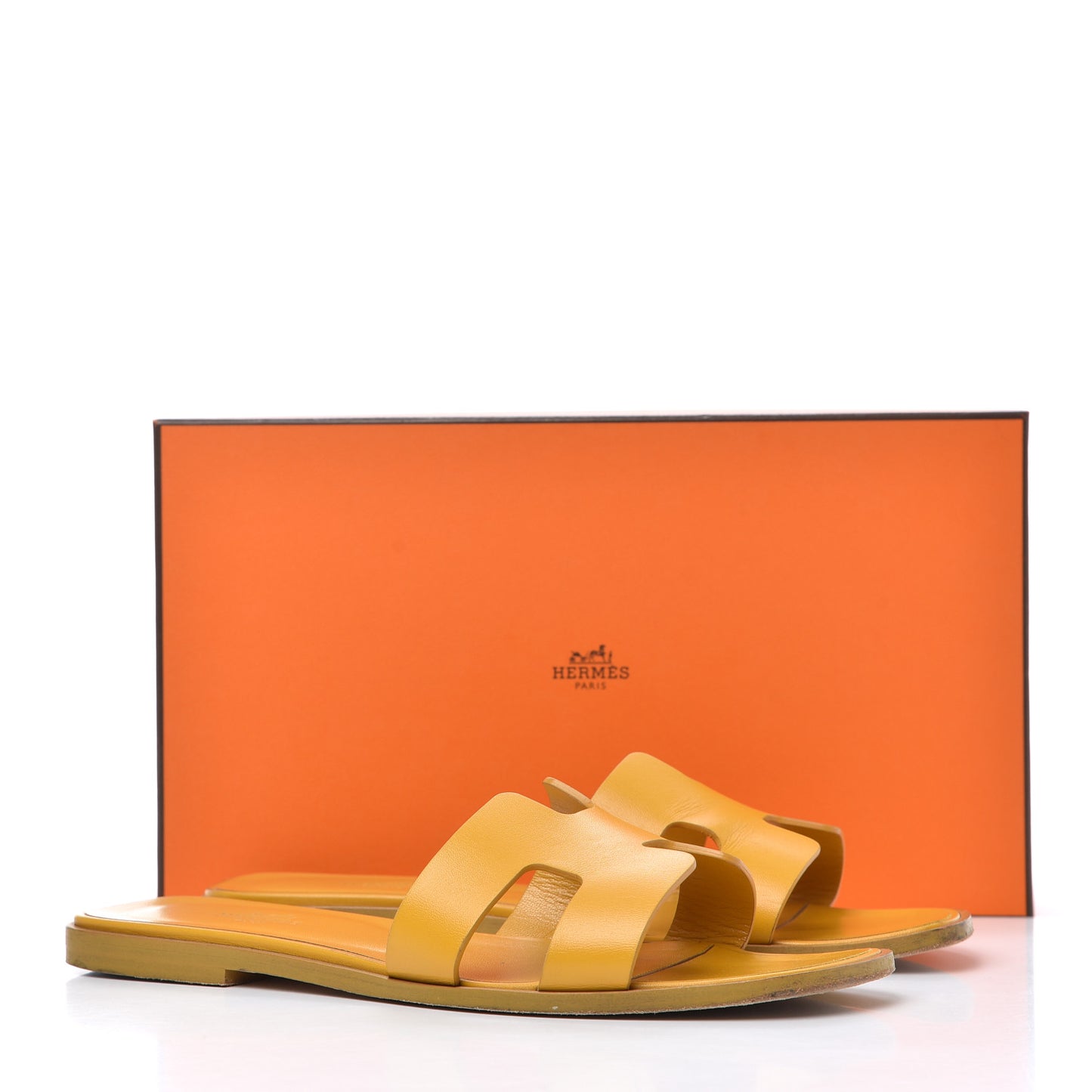 Box Calfskin Oran Sandals 38 Jaune Citron