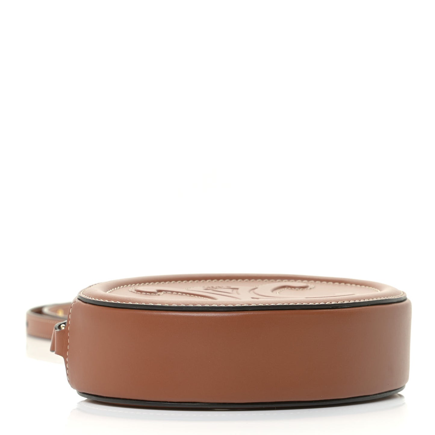 Smooth Calfskin Cuir Small Triomphe Oval Crossbody Purse Tan