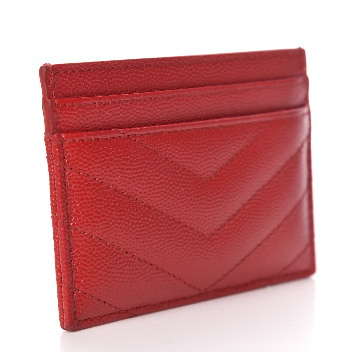 Grain De Poudre Matelasse Chevron Monogram Credit Card Case Bandana Red
