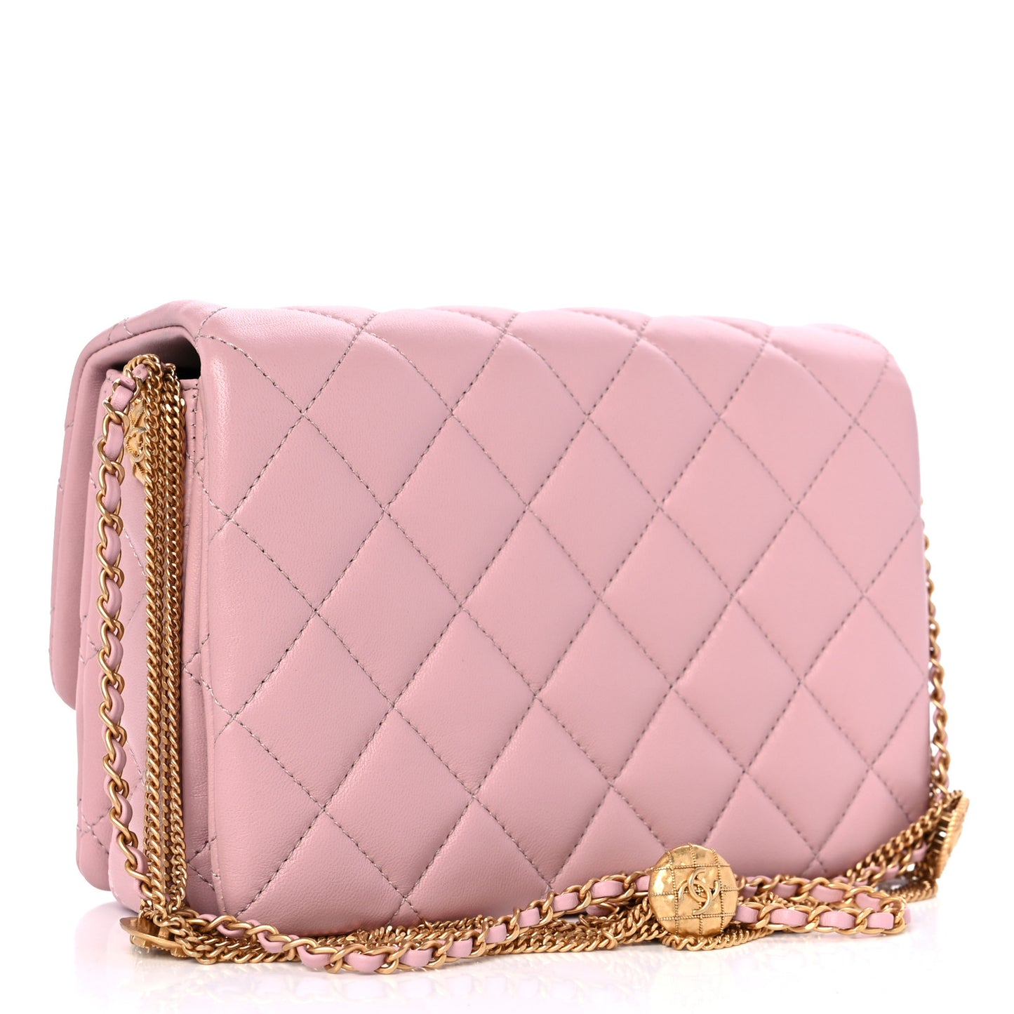 Lambskin Quilted Mini Medallion Multi Chain Flap Light Pink