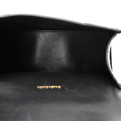 Balenciaga Shiny Calfskin Crocodile Embossed Hourglass Top Handle Bag XS Black 5 of 11