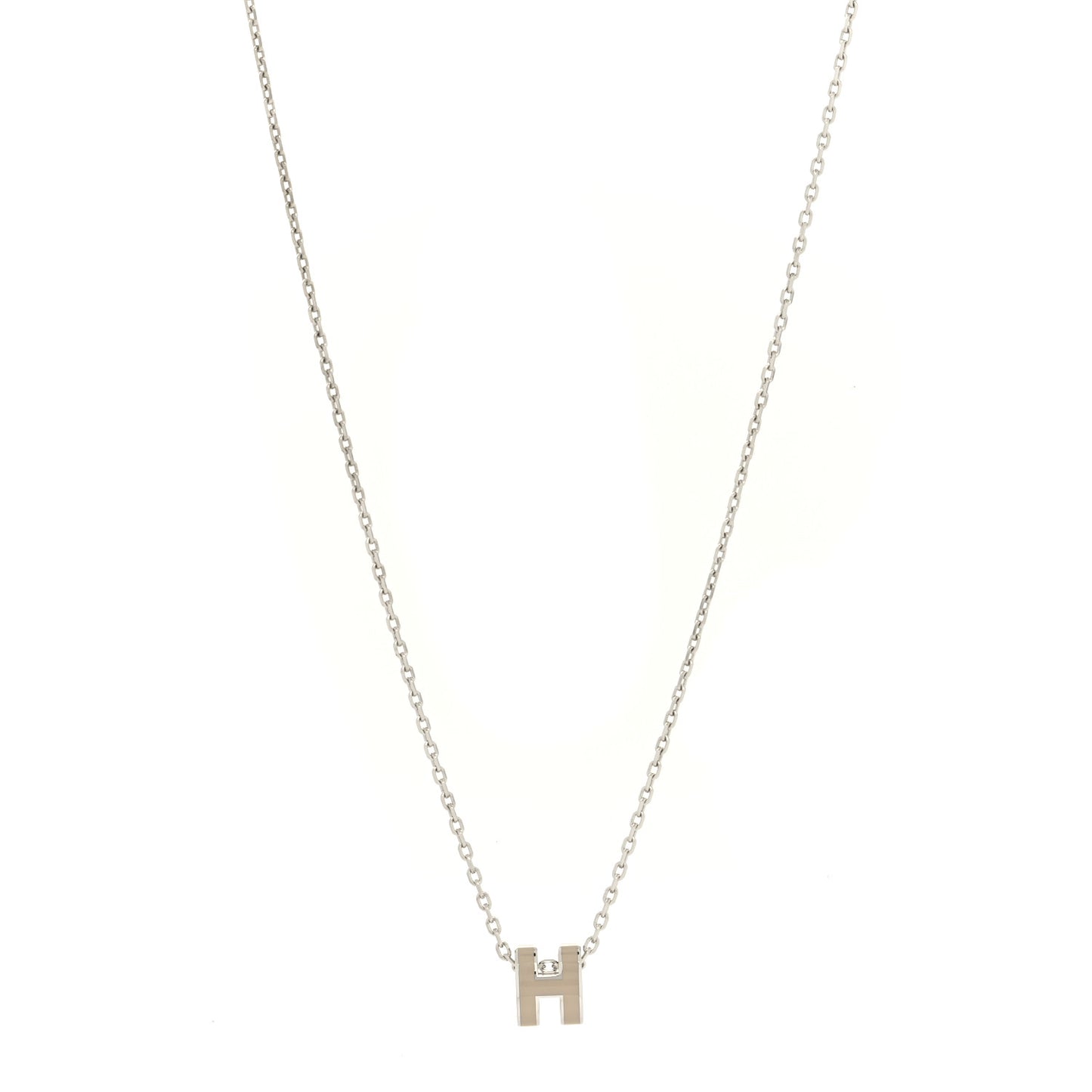 Palladium Mini Pop H Pendant Necklace Marron Glace