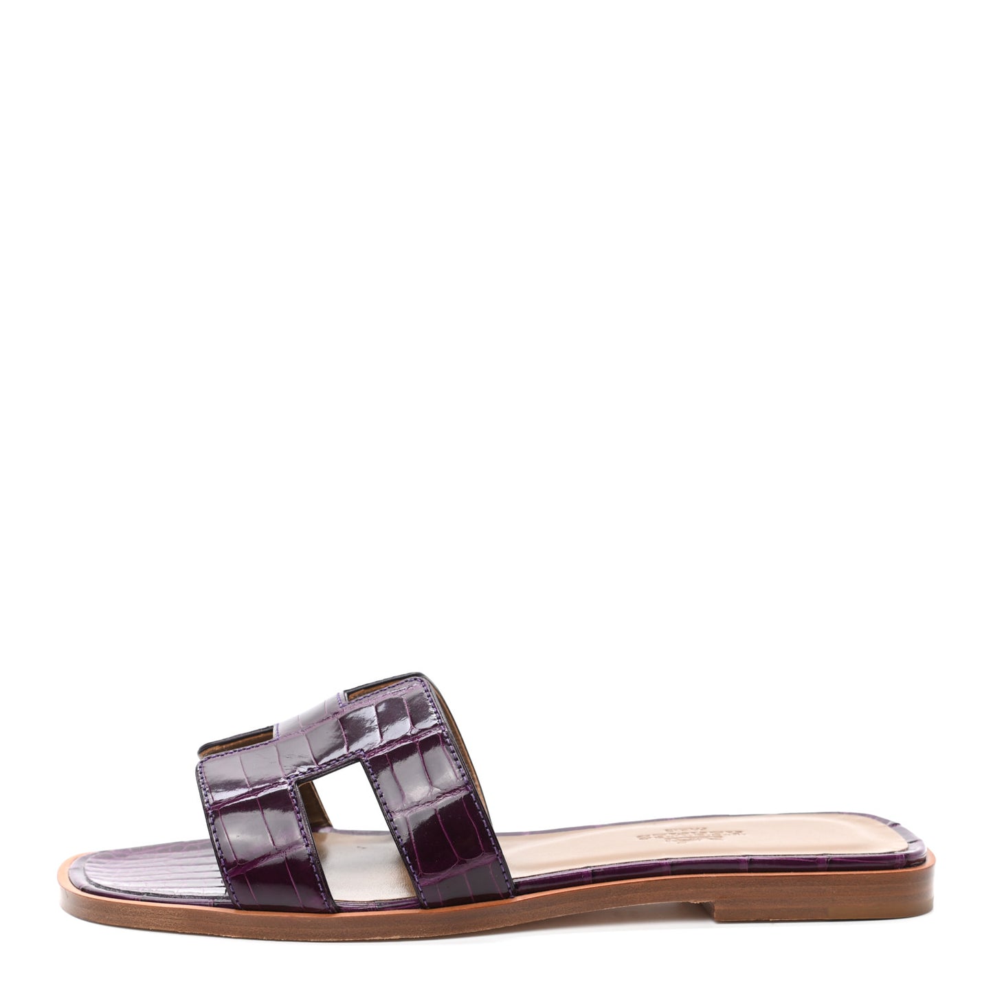 Shiny Alligator Oran Sandals 36 Amethyst