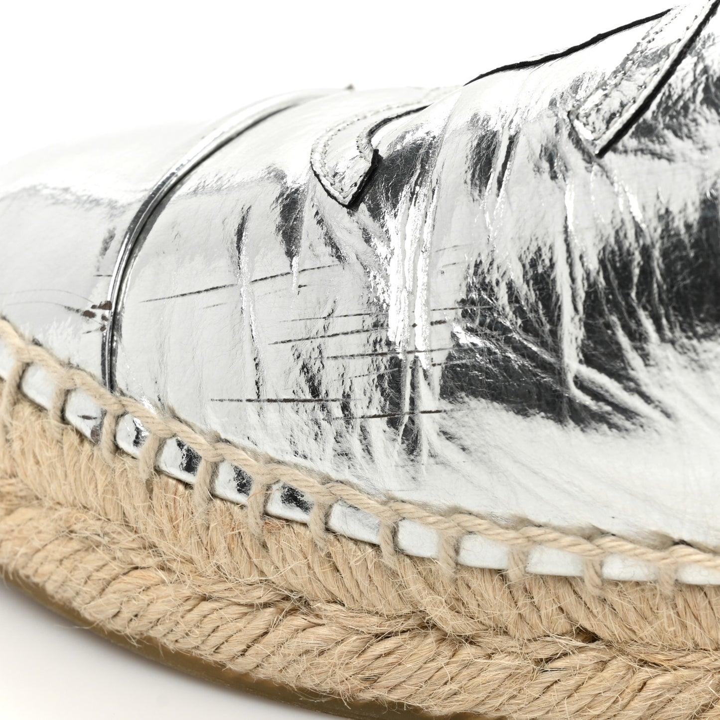 Laminated Goatskin CC Espadrilles 37 Silver
