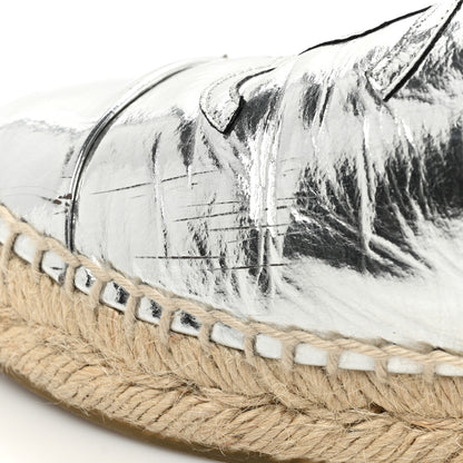 Chanel Laminated Goatskin CC Espadrilles 37 Silver 14 of 14