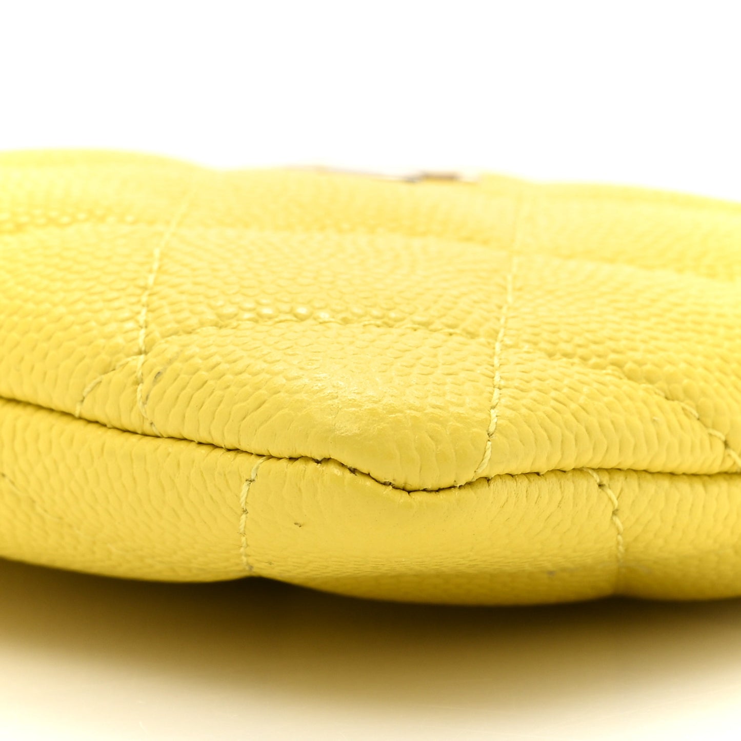Caviar Quilted Zip Card Holder Wallet Yellow