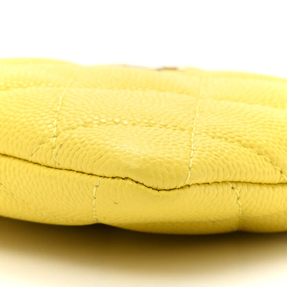 Chanel Caviar Quilted Zip Card Holder Wallet Yellow 8 of 10