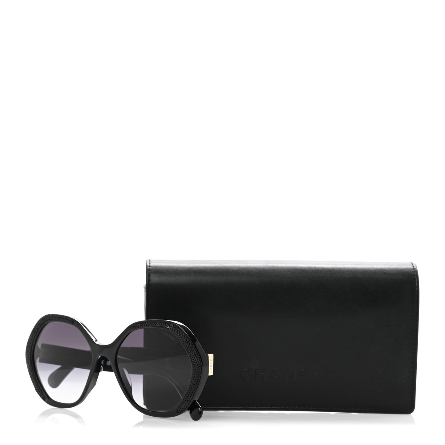 Acetate Sequin Round Sunglasses 5451-A Black