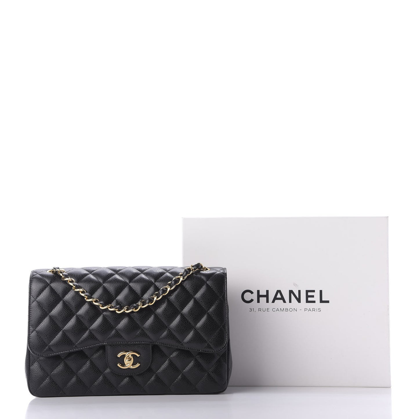 Caviar Quilted Jumbo Double Flap Black