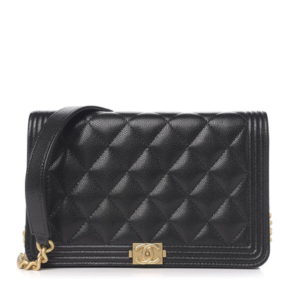 Chanel Caviar Quilted Boy Wallet On Chain WOC Black 1 of 11