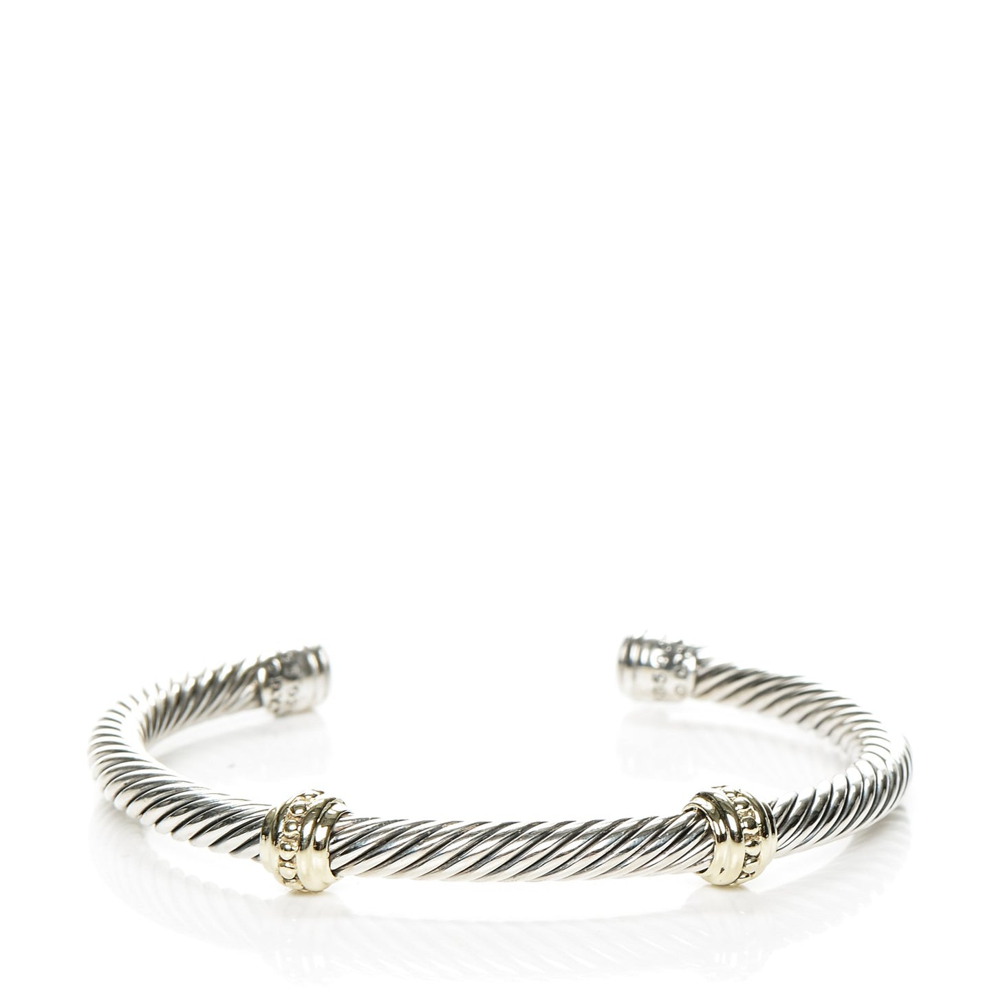 Sterling Silver 14K Yellow Gold 5mm Cable Classics Two Station Bracelet