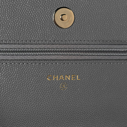Chanel Caviar Quilted Wallet On Chain WOC Dark Grey 9 of 12