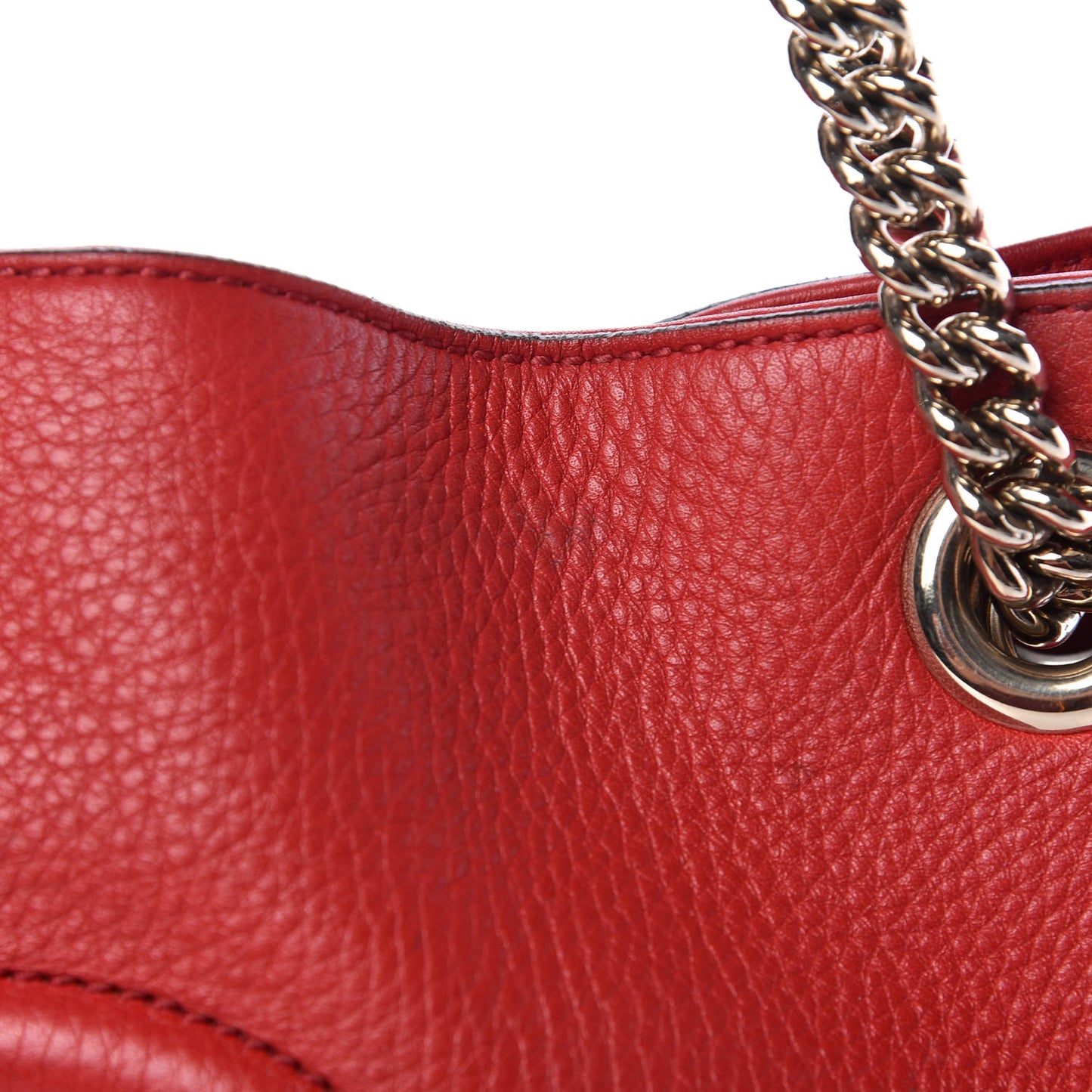 Pebbled Calfskin Medium Soho Chain Shoulder Bag Tabasco Red