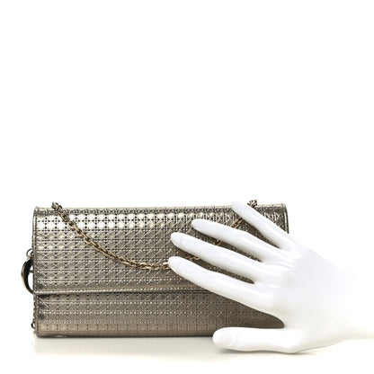 Christian Dior Metallic Patent Micro-Cannage Lady Dior Croisiere Chain Wallet Champagne 3 of 11