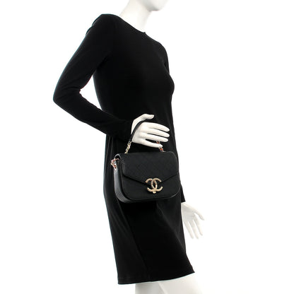 Chanel Caviar Quilted CC Top Handle Flap Bag Black 3 of 8