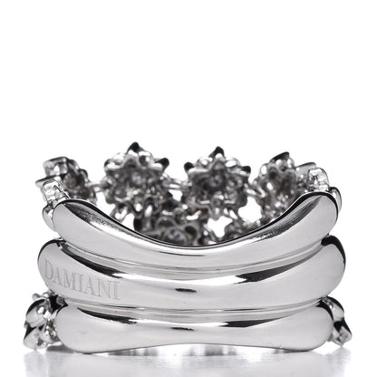 Damiani 18K White Gold Diamond Wide Flower Band Ring 54 7 4 of 6