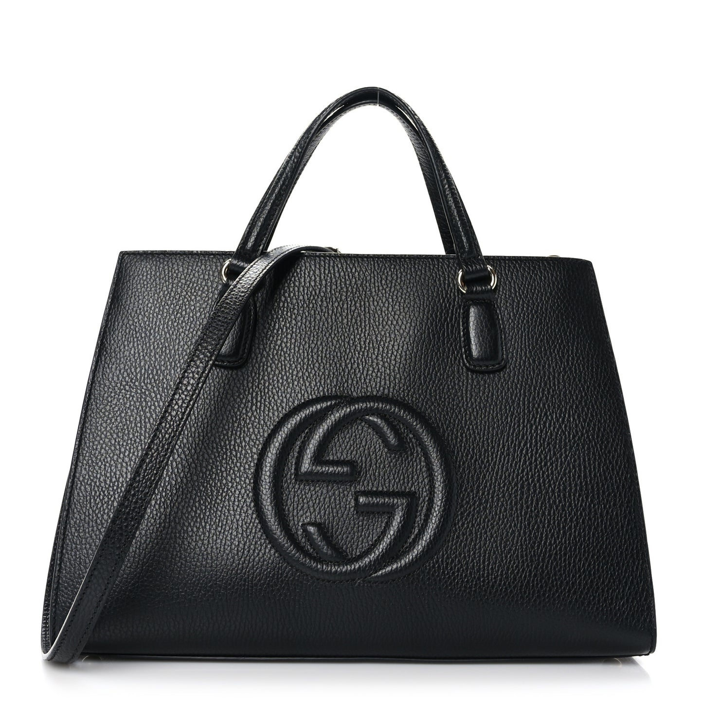 Dollar Calfskin Large Soho Top Handle Satchel Black