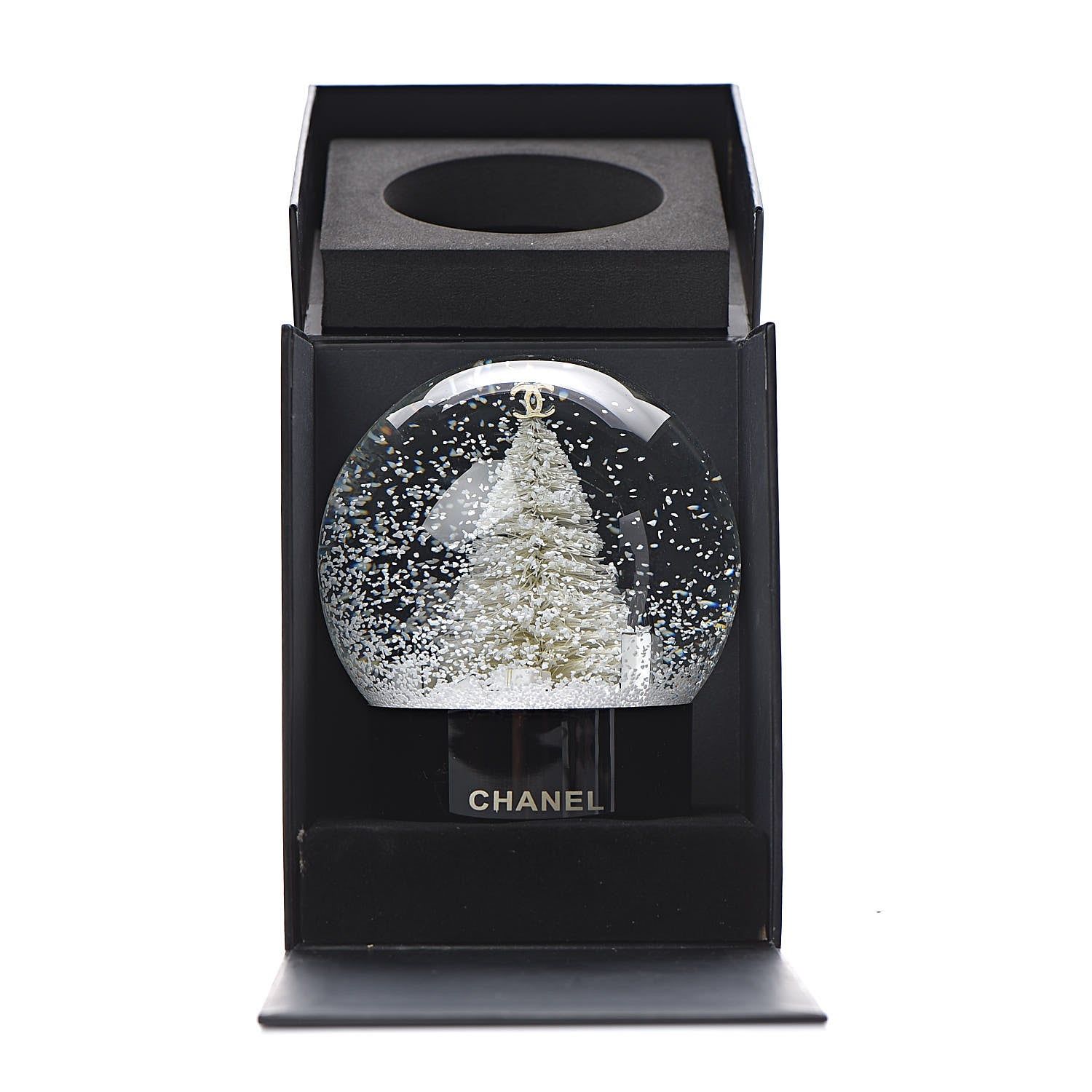 Chanel Glass Christmas Tree Shopping Bag Snow Globe 4 of 4