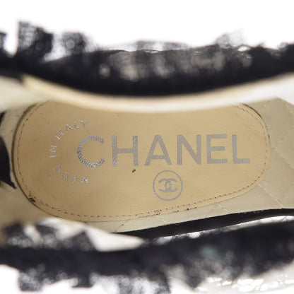 Chanel Lace Mesh Booties 37 IvoryBlack 8 of 9