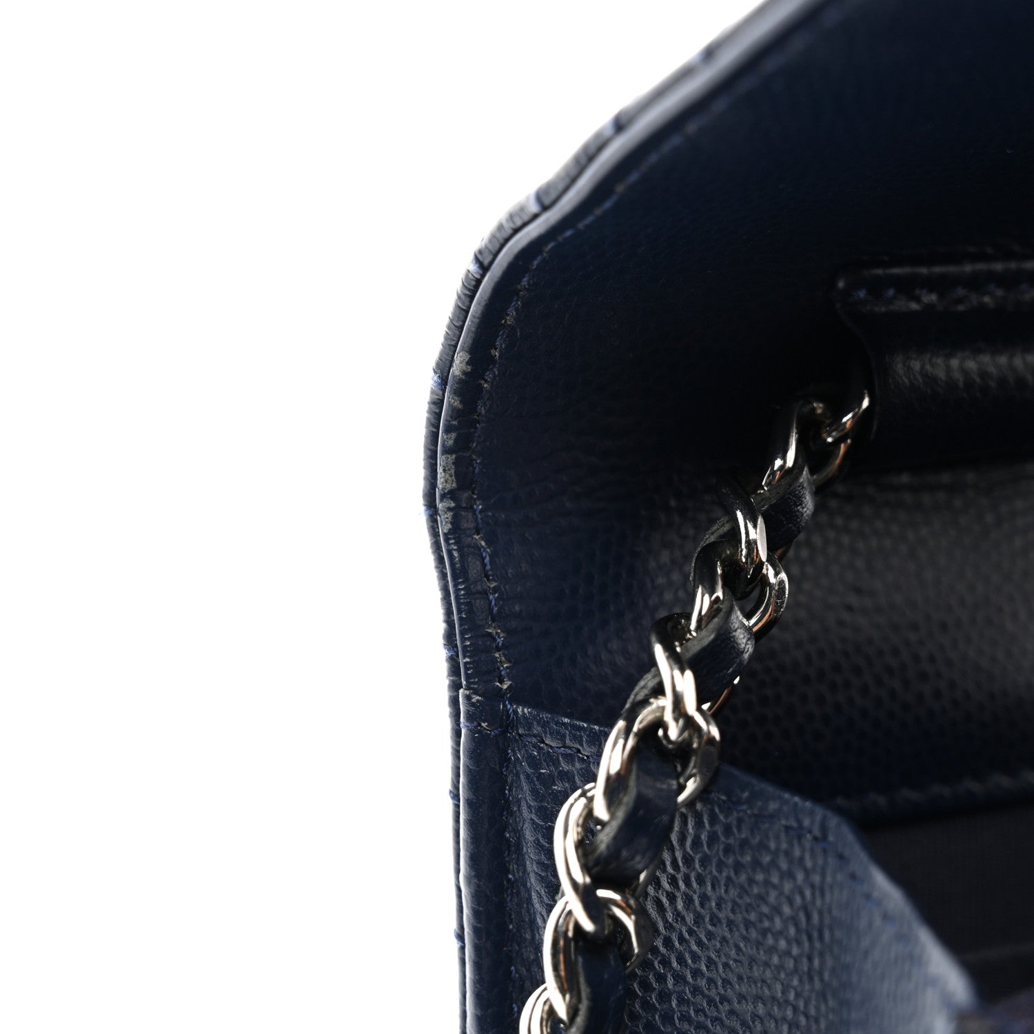 Chanel Caviar Chevron Quilted Wallet On Chain WOC Navy 12 of 13