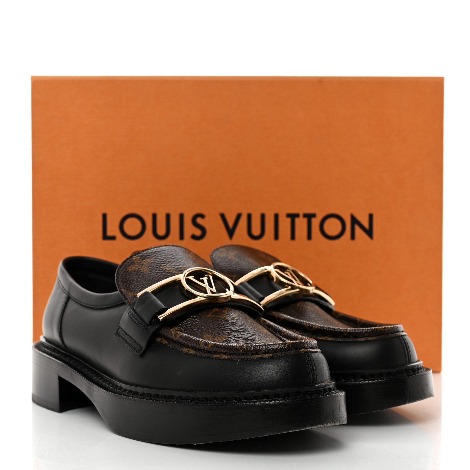 Louis Vuitton Monogram Calfskin Academy Loafers 36 Black 9 of 9