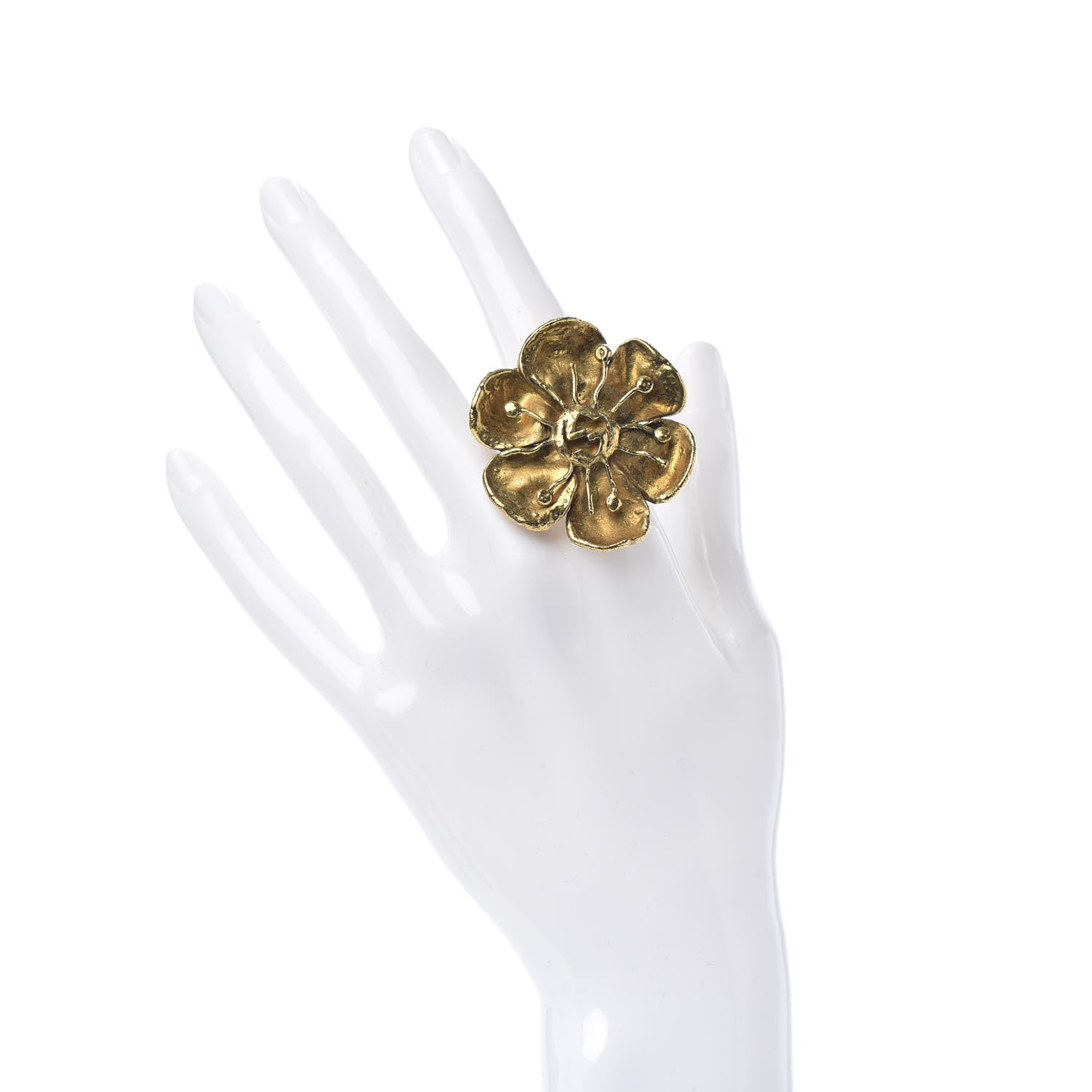 Gucci Metal Flower Ring 6 Aged Gold 2 of 6