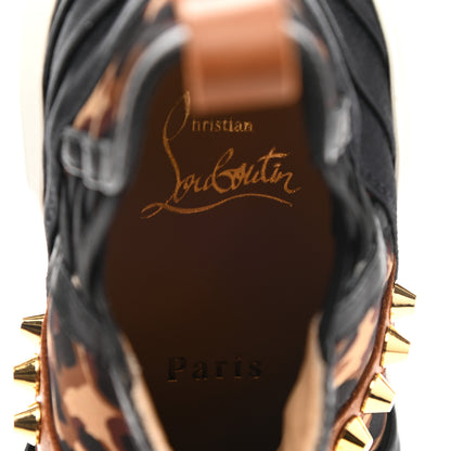 Christian Louboutin Calfskin Neoprene Leopard Studded Donna Flat Sneakers 35.5 Black Marron 7 of 10