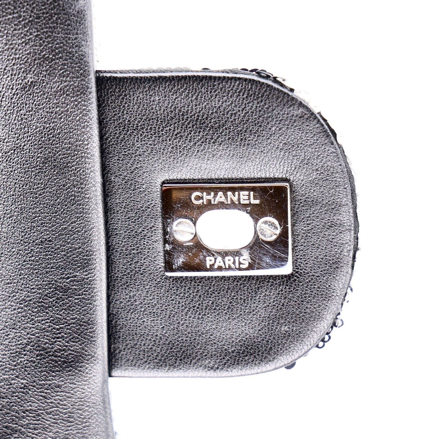 Sequin Medium Single Flap Silver Black